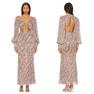 NWT For Love & Lemons Wynne Maxi Dress in Purple Metallic Size XS